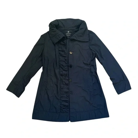 Rainforest Rain Coat Womens Medium Black Polyester Pleated Long Sleeve Hooded - Picture 1 of 13